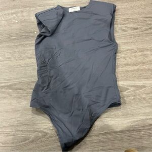 Babaton Gray Sleeveless Bodysuit Shoulder Pads M